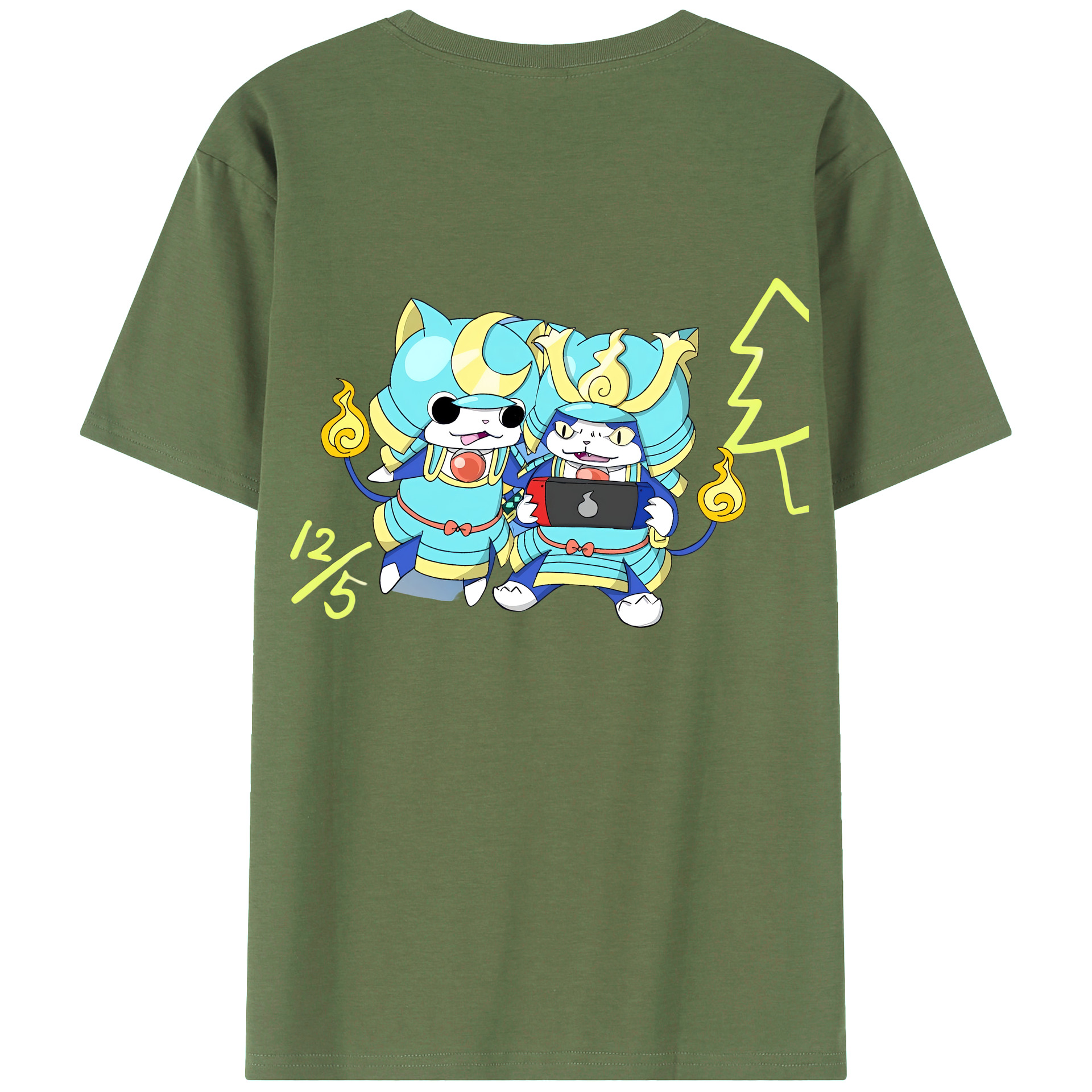（画像用） 妖怪ウォッチ Yo-kai Watch 綿100％ メンズ半袖Tシャツ（バックプリント） 通気性
